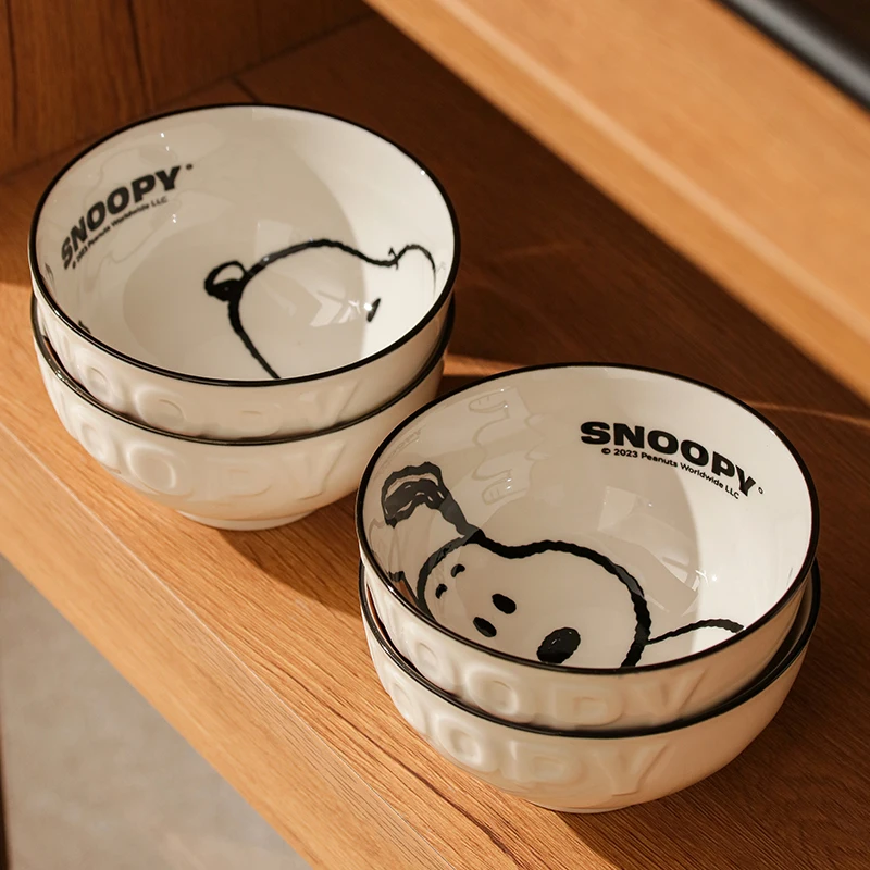 4 個スヌーピーセラミックボウルかわいい漫画アニメ食器ギフトボックス