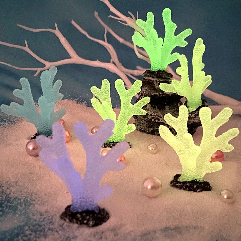 Resin Luminous Coral Figurines DIY Home Accessories Moss Microlandscape Decoration Fairy Garden Home Decor