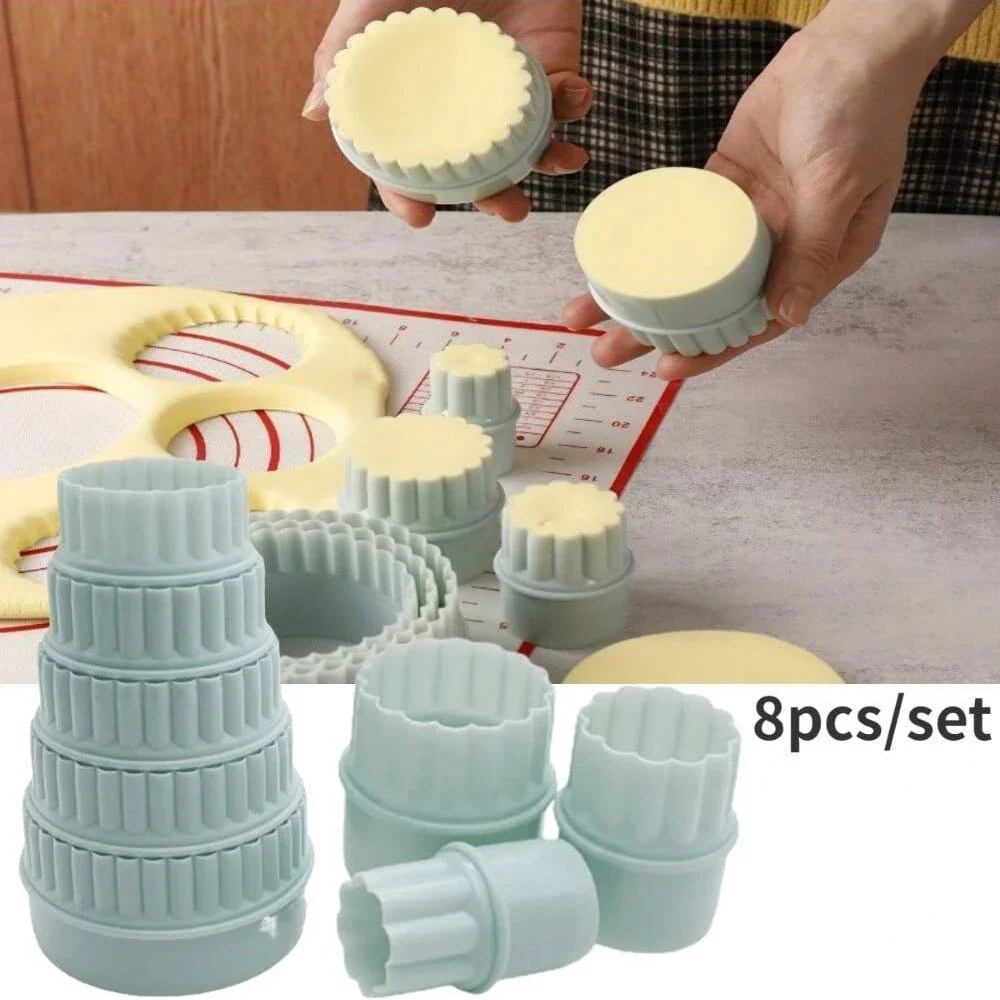 

8PCS/set Biscuit Cookie Cutter Molds Round Wavy Shapes for Baking Dumpling Skin Cupcake DIY Cake Pastries Decorations Mold Cake