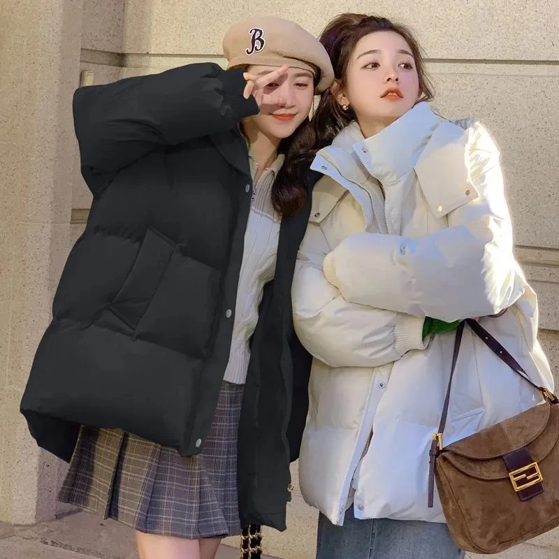 2025 Chaqueta de algodón gruesa versión coreana corta abrigo de algodón de pan abrigo pequeño alto versátil y Popular chaqueta de invierno de moda