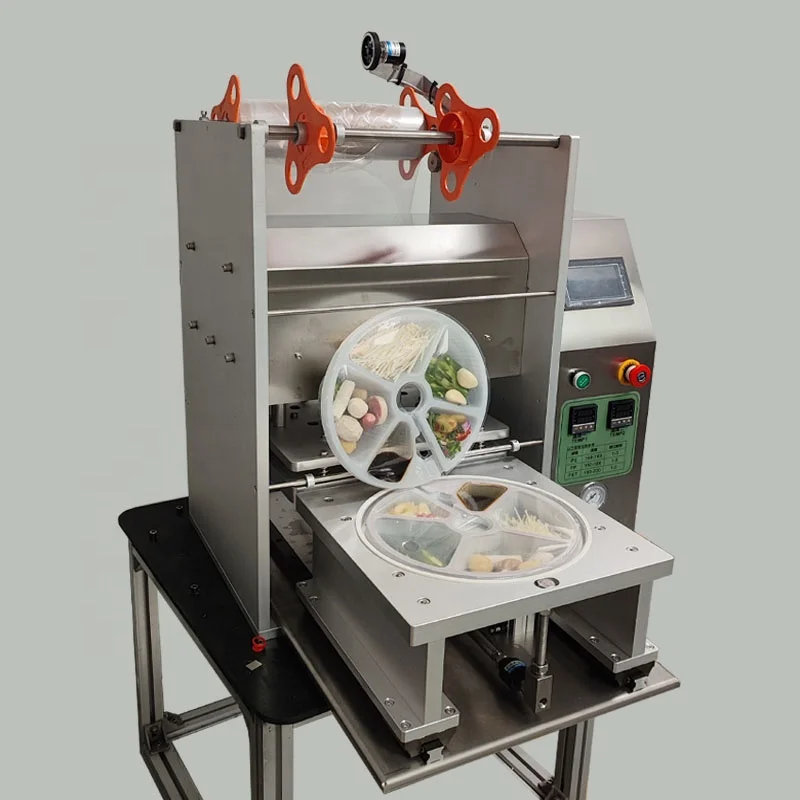 Automatic pre-made tray sealer Plastic multi-grid lunch box crayfish aluminum foil box salad plastic box sealing machine
