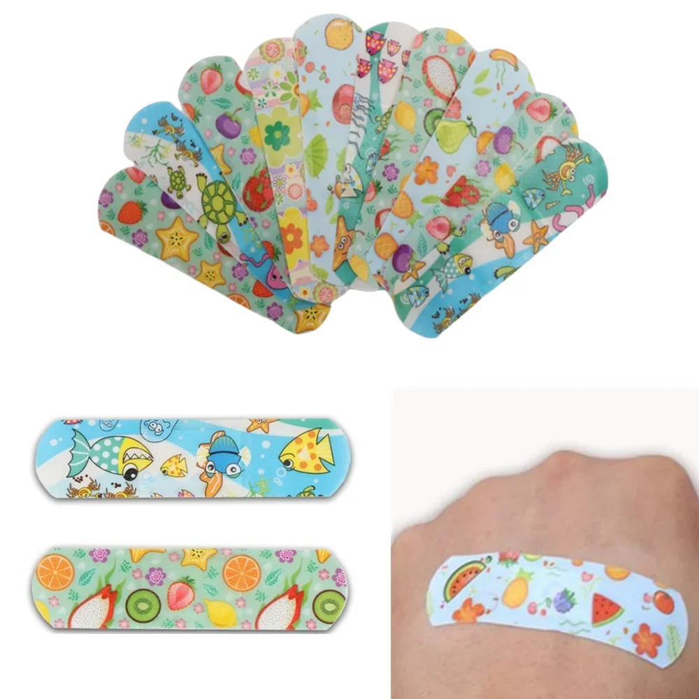 100pcs Cartoon Animal Pattern Waterproof Hemostasis Kids Band Aid Stickers Adhesive Bandage Wound Strips Plasters for Children