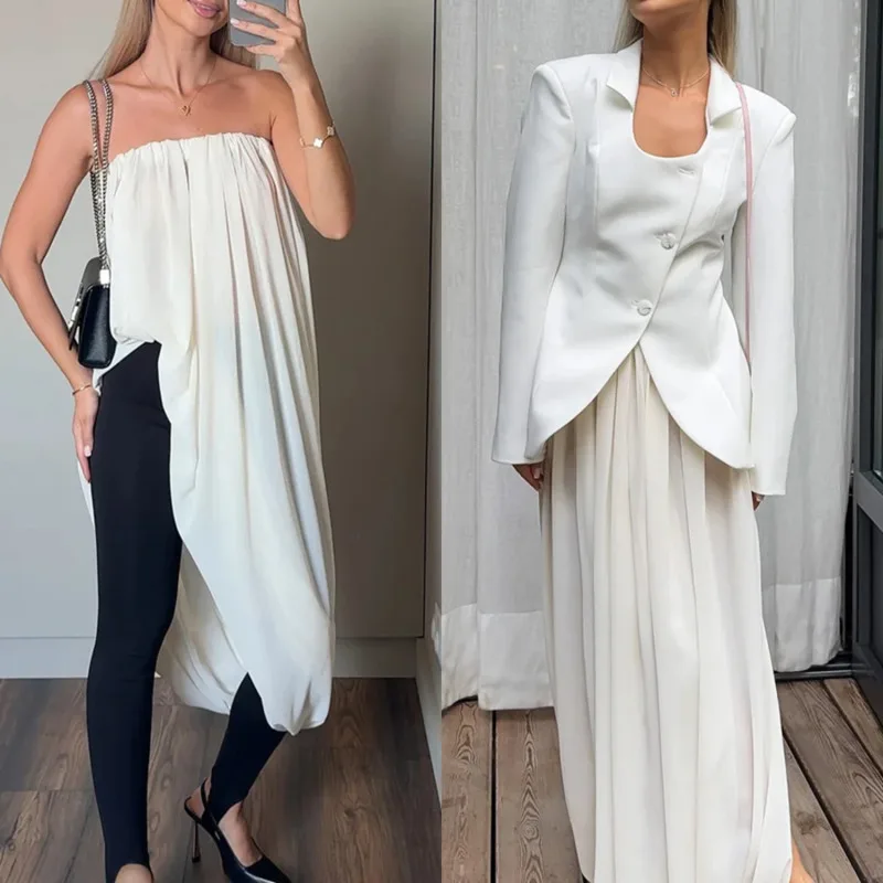 

Модная женская длинная юбка-макси с драпировкой и разрезом, на резинке, для повседневной носки, улицы и отпуска, весна-лето