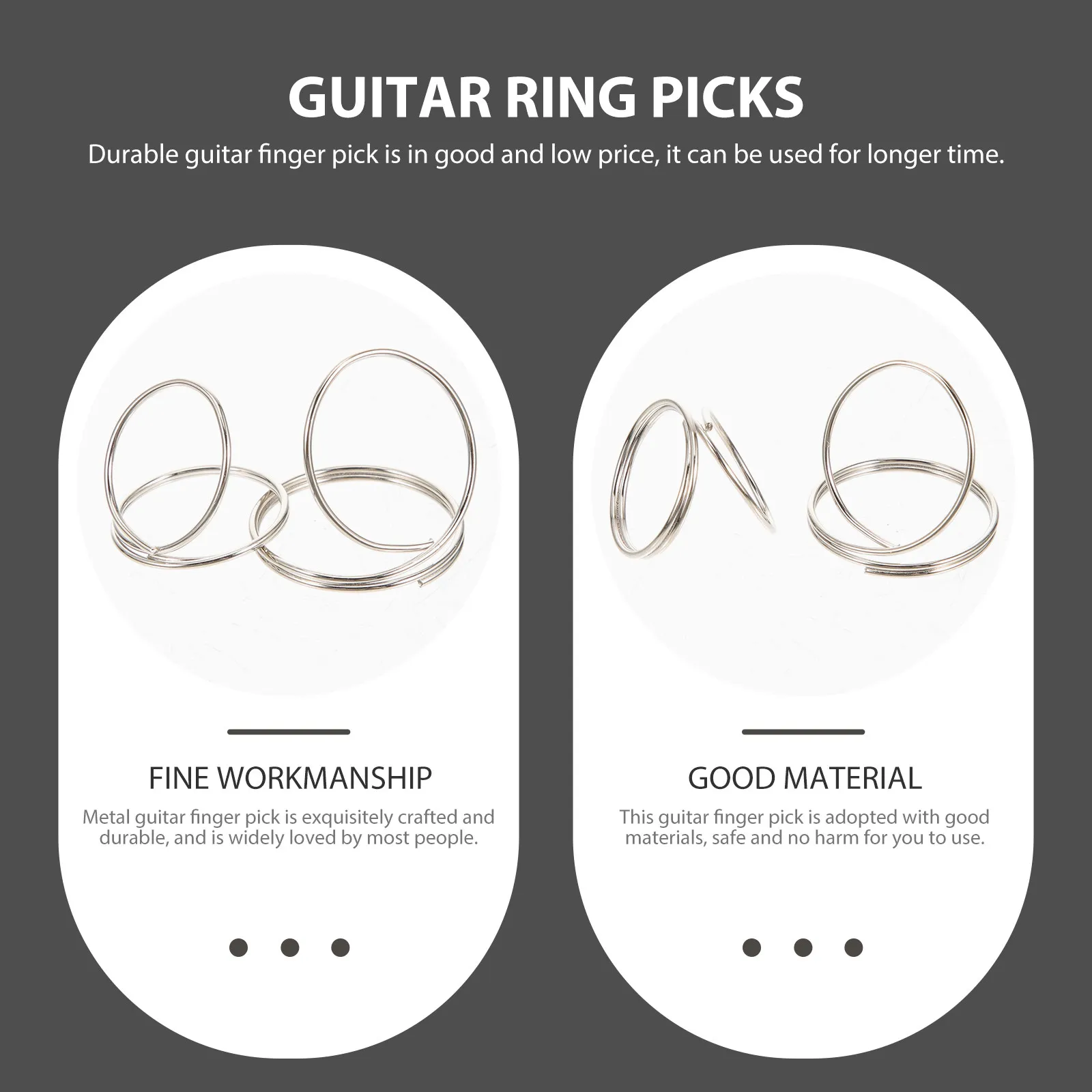 1Set Durable Metal Guitar Finger Picks Exquisite Craftsmanship Long Service Life Sound Improvement Folk Guitar Ring Picks