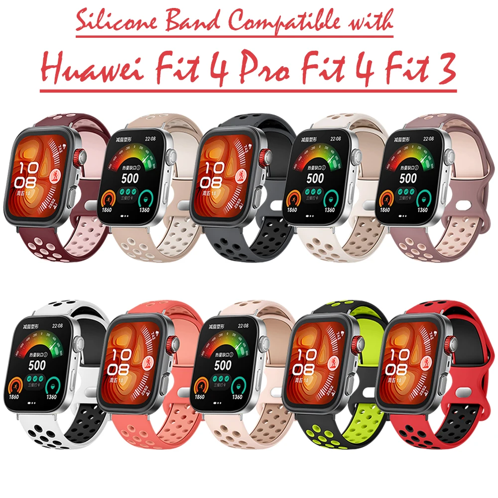 Cinturino in silicone bicolore con foro rotondo per Hauwei Fit 4 Pro Fit 4/3 Cinturino sportivo per Huawei Fit 4 Pro Cinturino con fibbia a farfalla