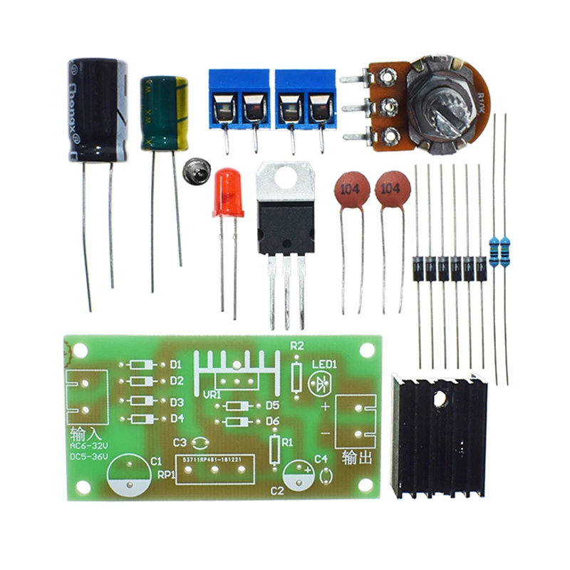 LM317 Adjustable Power Supply Kit Continuous Adjustable DC Power Supply DIY Teaching Training Parts