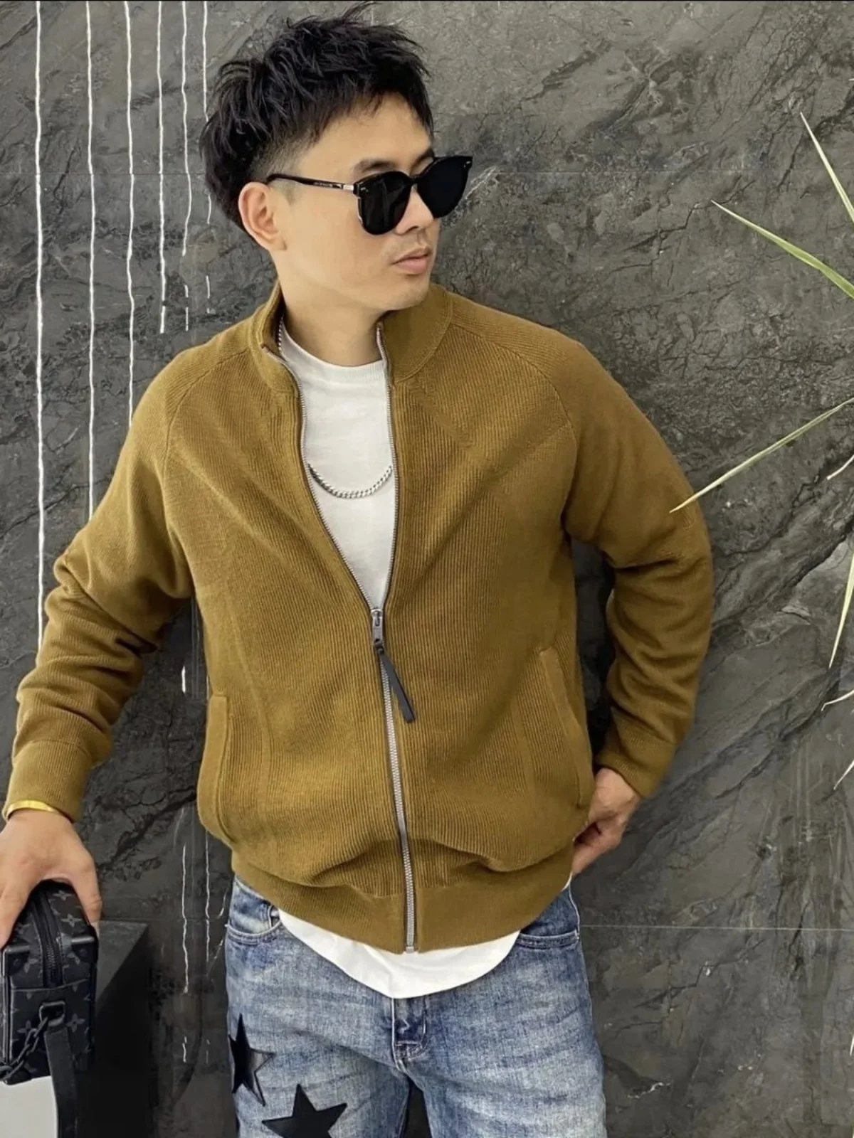 

Sli Slim Fit Stand Collar Open Cardigan Men's Knitted Sweater Casual Versatile Color Autumn Winter New Arrival