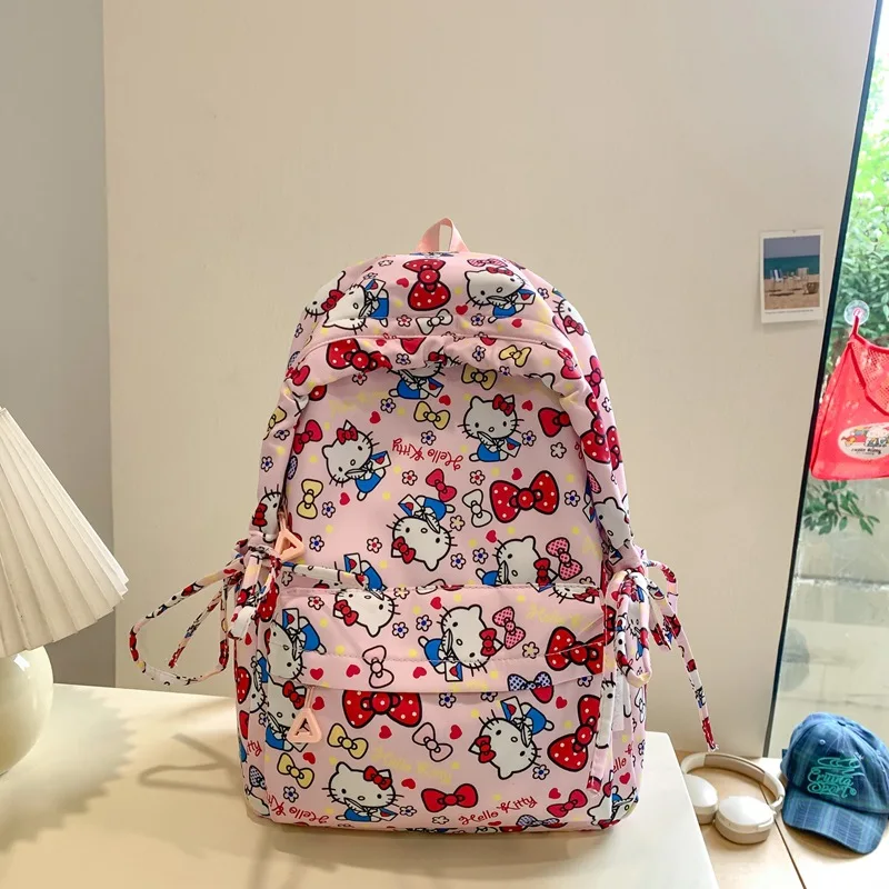 Nowy plecak z nadrukiem Sanrio Hello Kitty tornister studencki o dużej pojemności torba na ramię z zamkiem błyskawicznym rozrywka wodoodporna Y2k