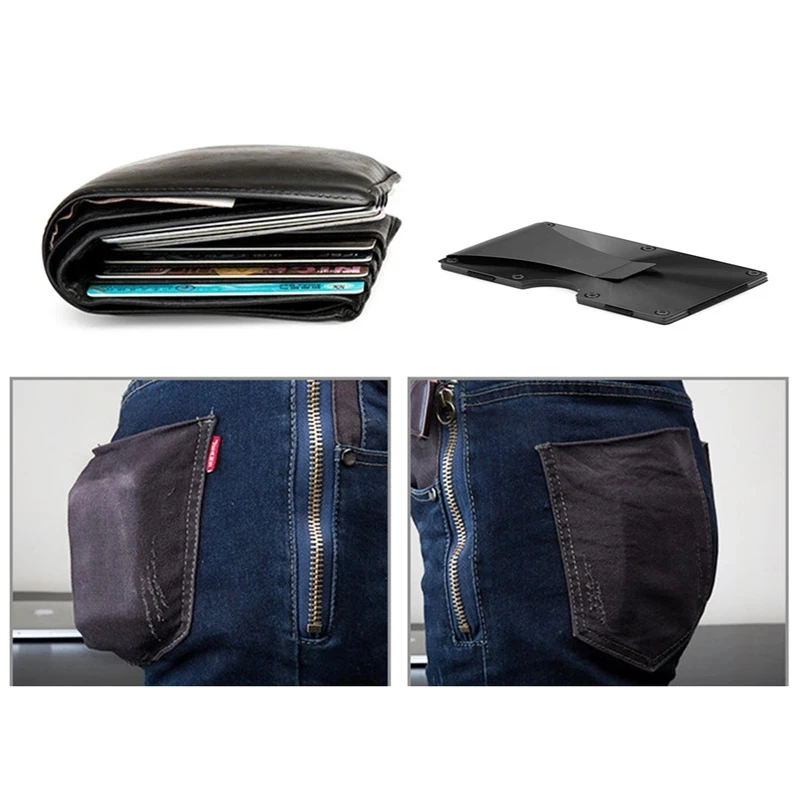 New Portable Anti theft Brush Anti demagnetization Metal Card Bag Small and Simple Shielded RFID Key Credit Card Storage Box