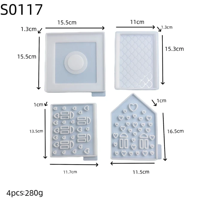 

4PCS Silicone Moulds Casting Moulds Home Candle Moulds For Casting Silicone Mould Home With Window Candle with Stones inside