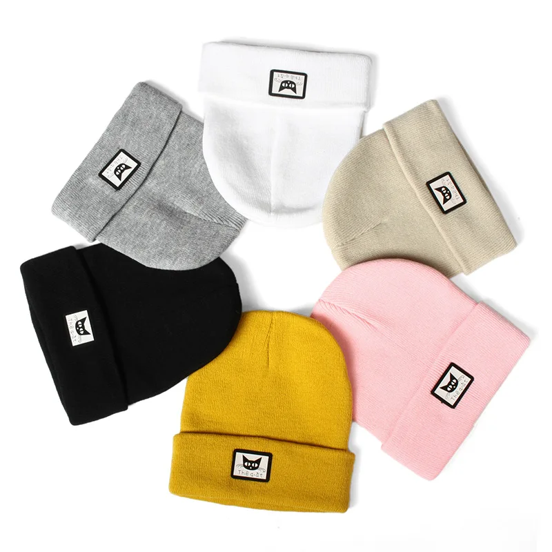 2022 Yellow Black  Solid Winter Hats for Women Men Beanies Knitted Hat Warm Wool Autumn Female Beanie Caps Casual Hip Pop Cap