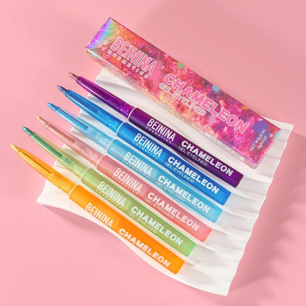 ダイヤモンドシャイニーアイライナーアイシャドウ防水速乾イエローブルーメタリックパール光沢のある液体アイライナー蚕明るくメイクアップ