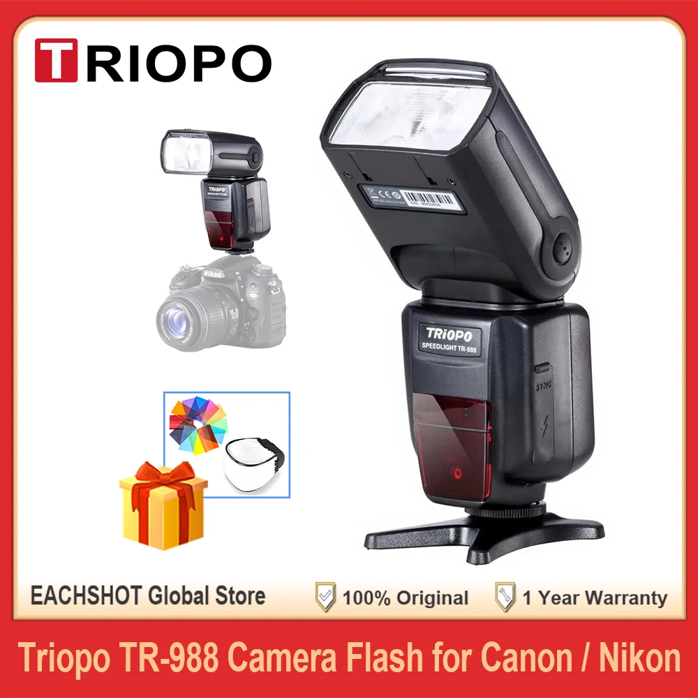 TRIOPO TR-988 TTL HSS High Speed Sync Flash Speedlite On-camera Flash for Canon Nikon 6D 60D 550D 600D D700 D800 DSLR Camera