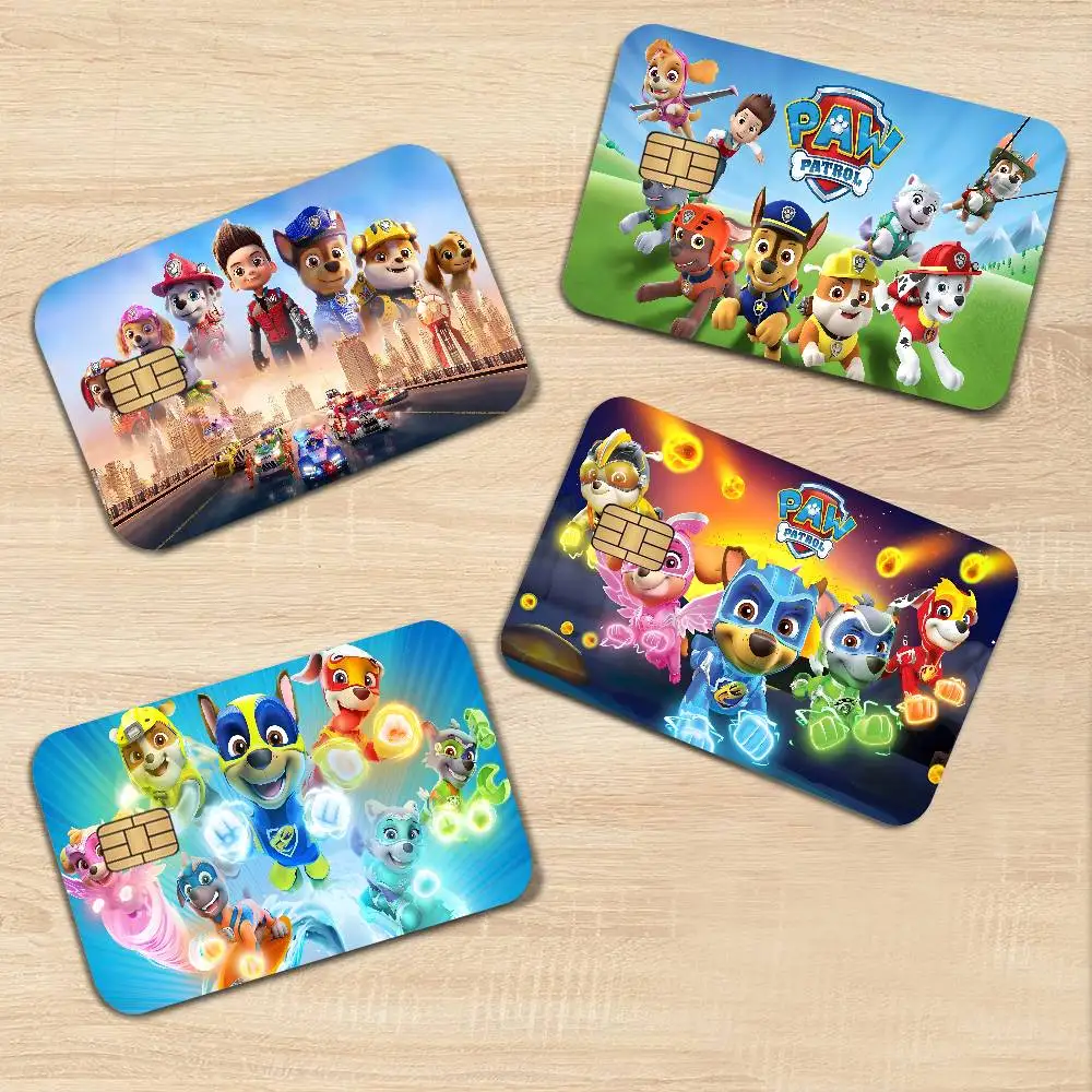 Cartoon P-Patrol Cute Dog Anime Cartoon Bear Skin Sticker Film Tape Case for Big Credit Debit Card Front Side