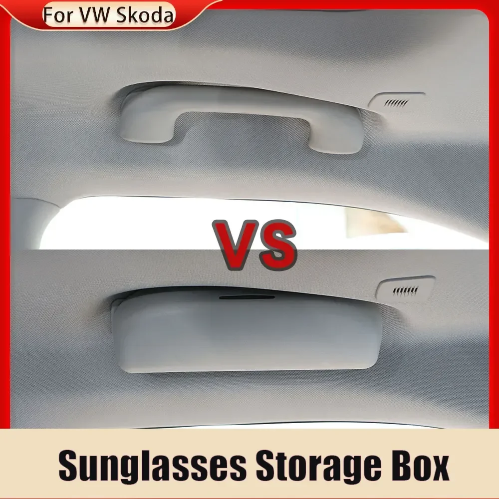 

Car Glasses Case Sunglasses Holder for VW Touareg 2018 - 2021 for Skoda Karoq Kodiaq Sunglasses Storage Box Accessories