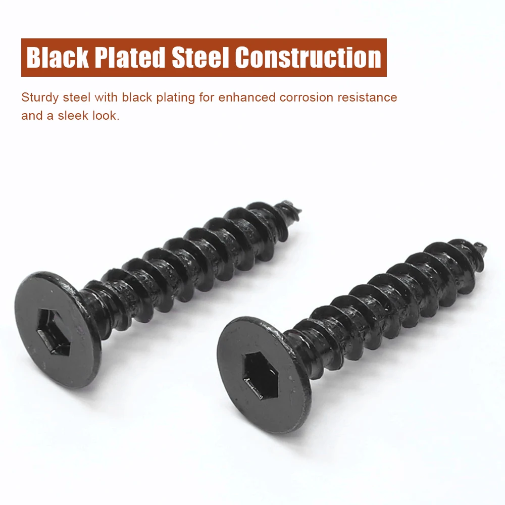 8.8 Grade Carbon Black Plated Steel Hexagon Socket Countersunk Head Self Tapping Screw M2-M6 Allen Flat Head Wood Tapping Screw