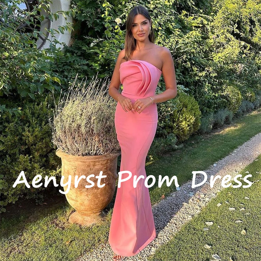 Aenyrst-Robe de Soirée Sirène en Satin Sans Bretelles, Tenue de Bal Élégante, Rose, Quelle que soit la Longueur au Sol, Arabie Saoudite