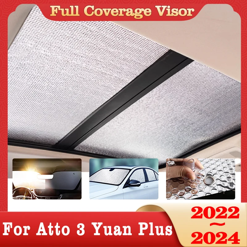 Car Skylight Sunshades For BYD Atto 3 Yuan Plus 2022 2023 2024 2 PCS Sunroof Sun Shade Roof Sunscreen Heat Insulation Windscreen