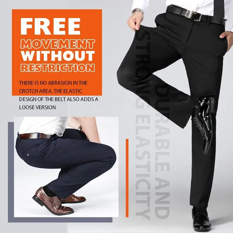 Men‘s Suit Pants Spring and Summer Male Dress Pants Business Office Elastic Wrinkle Resistant Big Size Classic Trousers Male