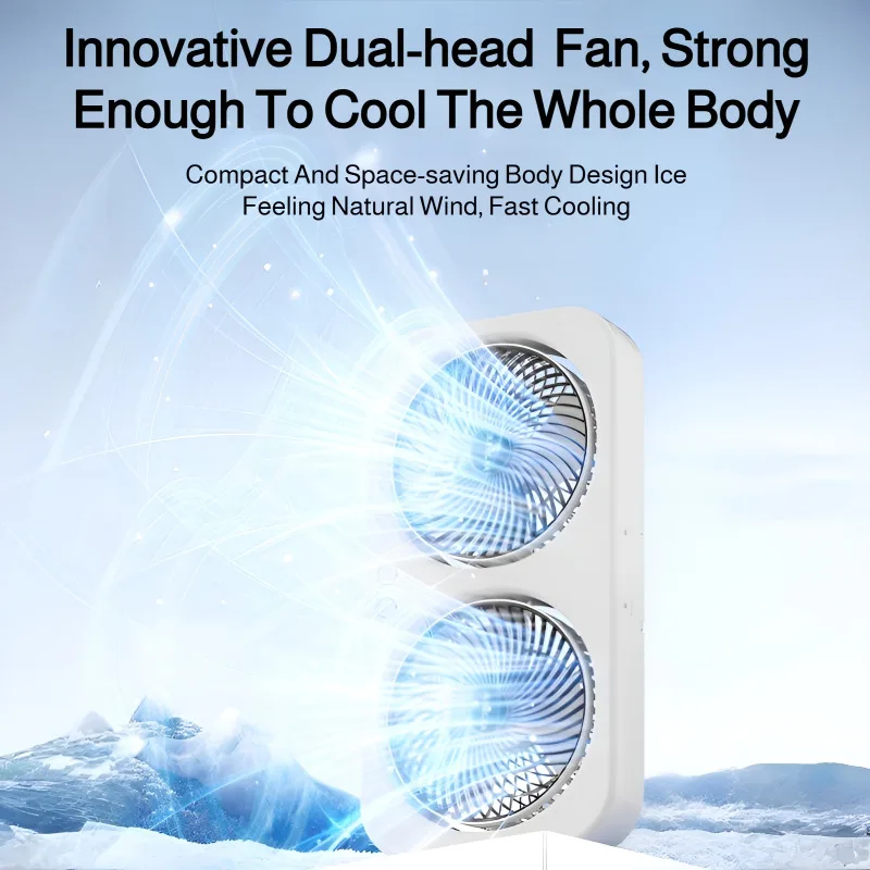 Home mini electric fan dormitory rechargeable desktop air circulation fan double head electric fan