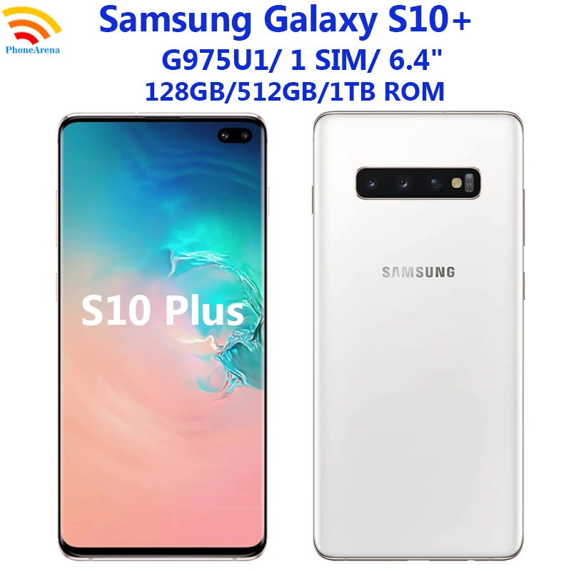 هاتف Samsung Galaxy S10+ G975U1 S10 Plus بشاشة 6.4 بوصة OLED RAM 8GB ROM 128GB/512GB/1TB Snapdragon NFC هاتف محمول أصلي غير مقفول 4G LTE