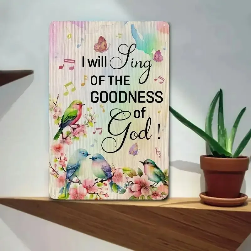 I Will Sing Praises To God' Aluminum Sign Suitable for Courtyard Indoor Outdoor Farmhouse Lawn Porch Decoration Bible Verse