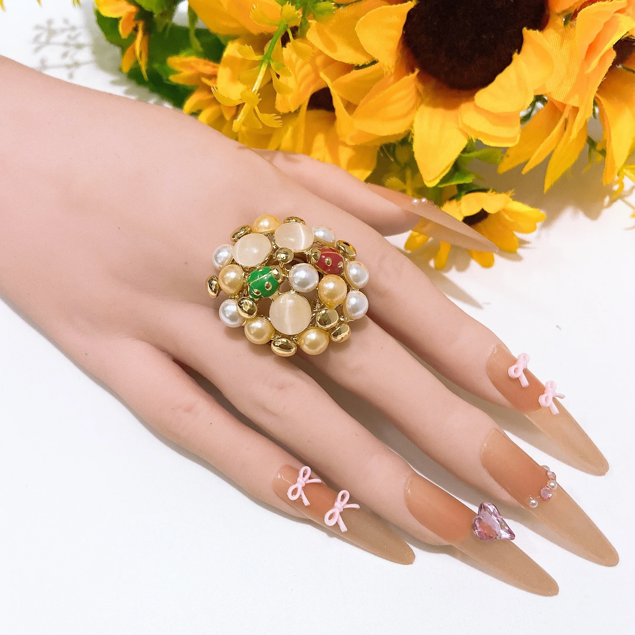 Special Skeleton Bead with Ladybug Jewellery party ring anillos jewel For Christmas Light Weight Daily Wear gift Free Shipping