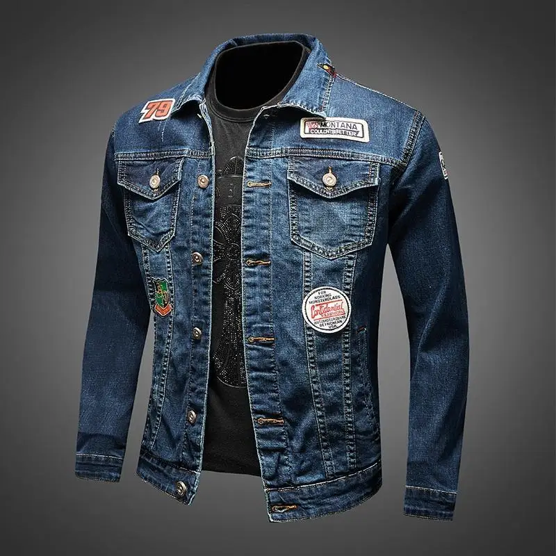 

New men's denim jacket trend Slim handsome streetwear biker jacket baseball jacket fashion loose casual versatile men's clothing