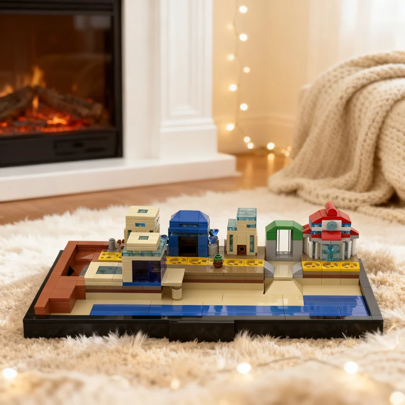 441 قطعة MOC العمارة Undella Town Unova نموذج اللبنات البناء الإبداعية DIY التعليم هدايا عيد الميلاد اللعب الطوب