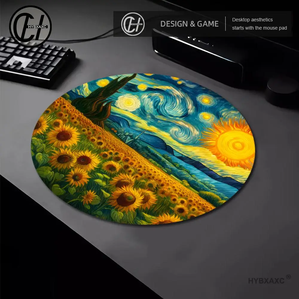 

Starry Night Sunflower Round Mouse Pad Anti-slip Desk Mat Office Desk Accessories Rug Mouse Mat Gaming Set Up HYBXAXC Mousepad