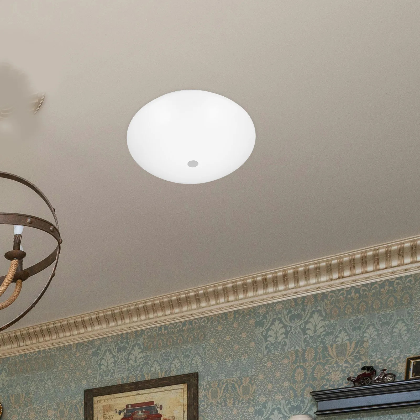 

Emergency Lampshade Round PC Ceiling Clip on Light Cover Replacement Shell for Bedroom Hallway Staircase Easy Installation
