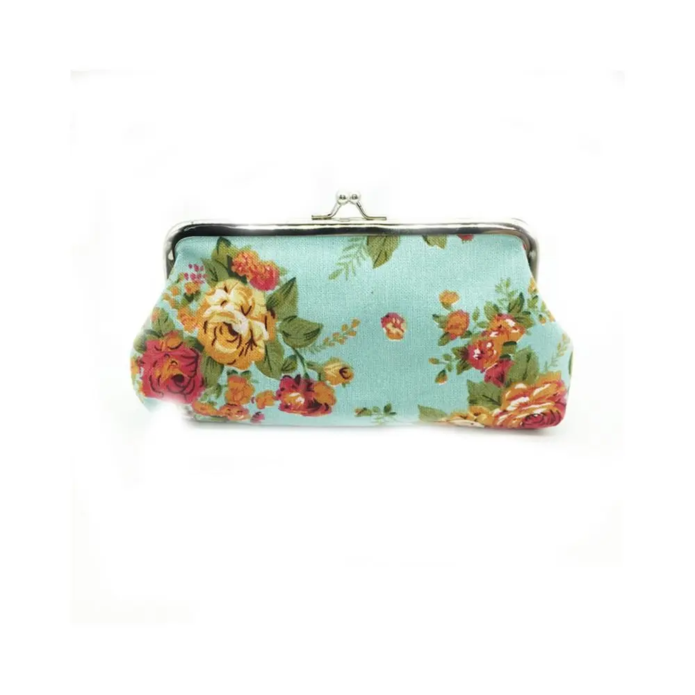 

Casual Retro Long Kiss Lock Wallet Vintage Flower Floral Coin Purse Small Wallet Credit Card Holder Money Clutch Bag Daily