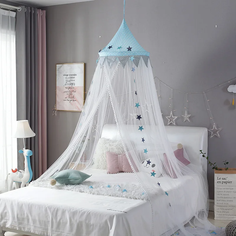 Kid Bed Curtain Canopy Baby Room Mosquito Net Decoration Girl Bedroom Accessories  Round Crib Netting Hanging Tent Baldach