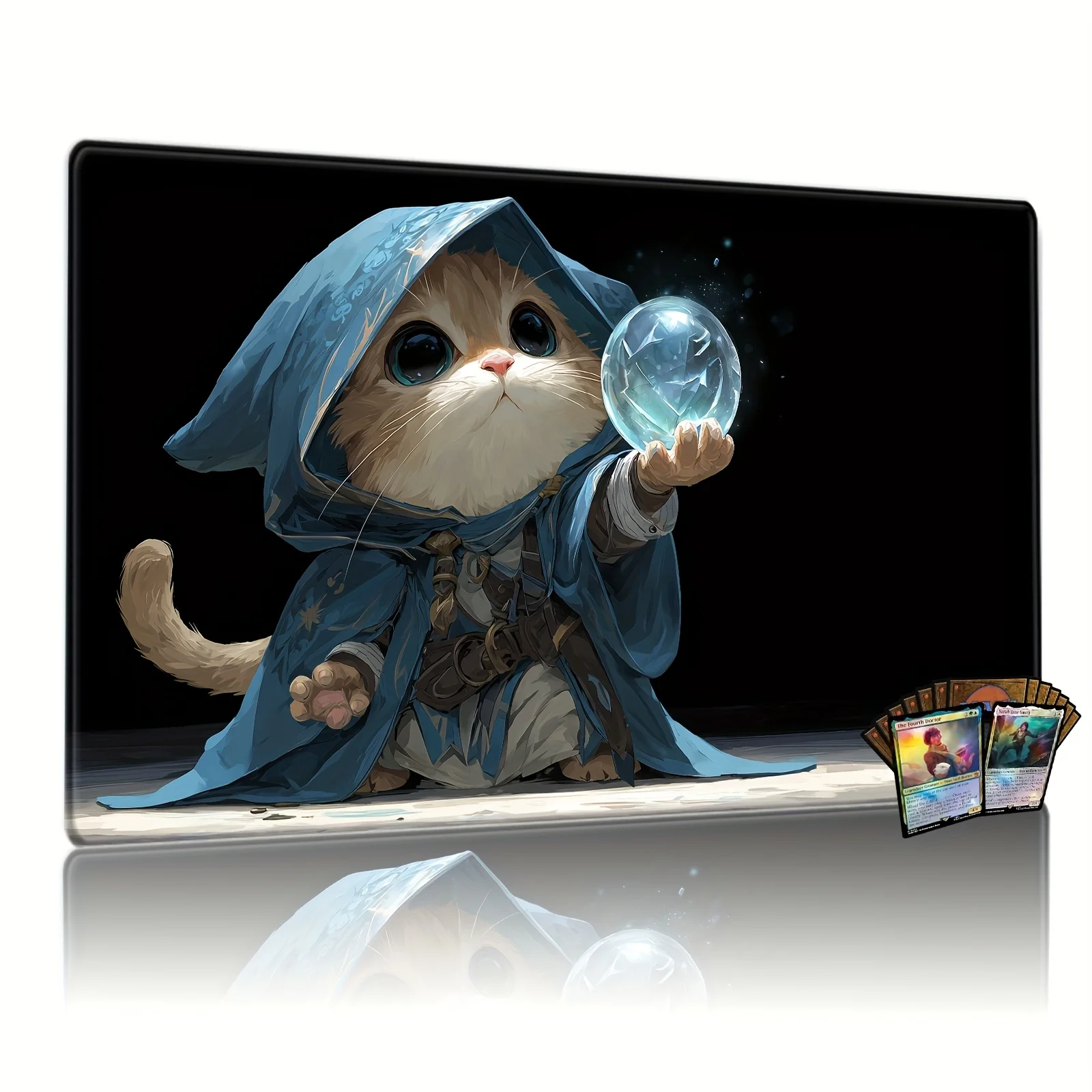 

Cute Wizard Kitten with Crystal Ball Magic Party Game Mat Durable Rubber for MTG&TCG Games 35X60cm Mouse Pad Offices Desk Mats