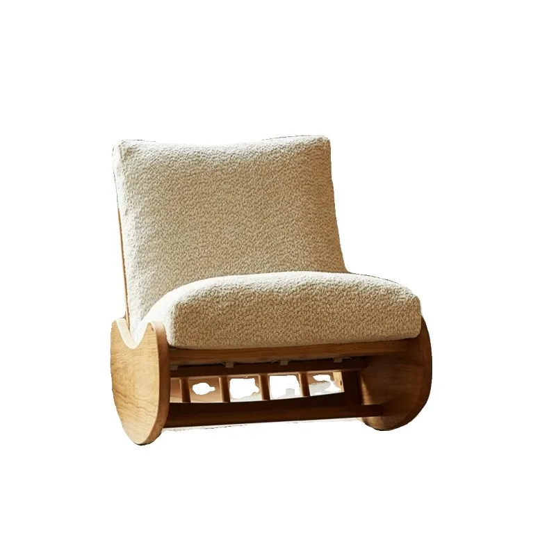 

Cherry wood minimalist rocking chair, household single sofa, cream wind balcony lazy big rocking chair