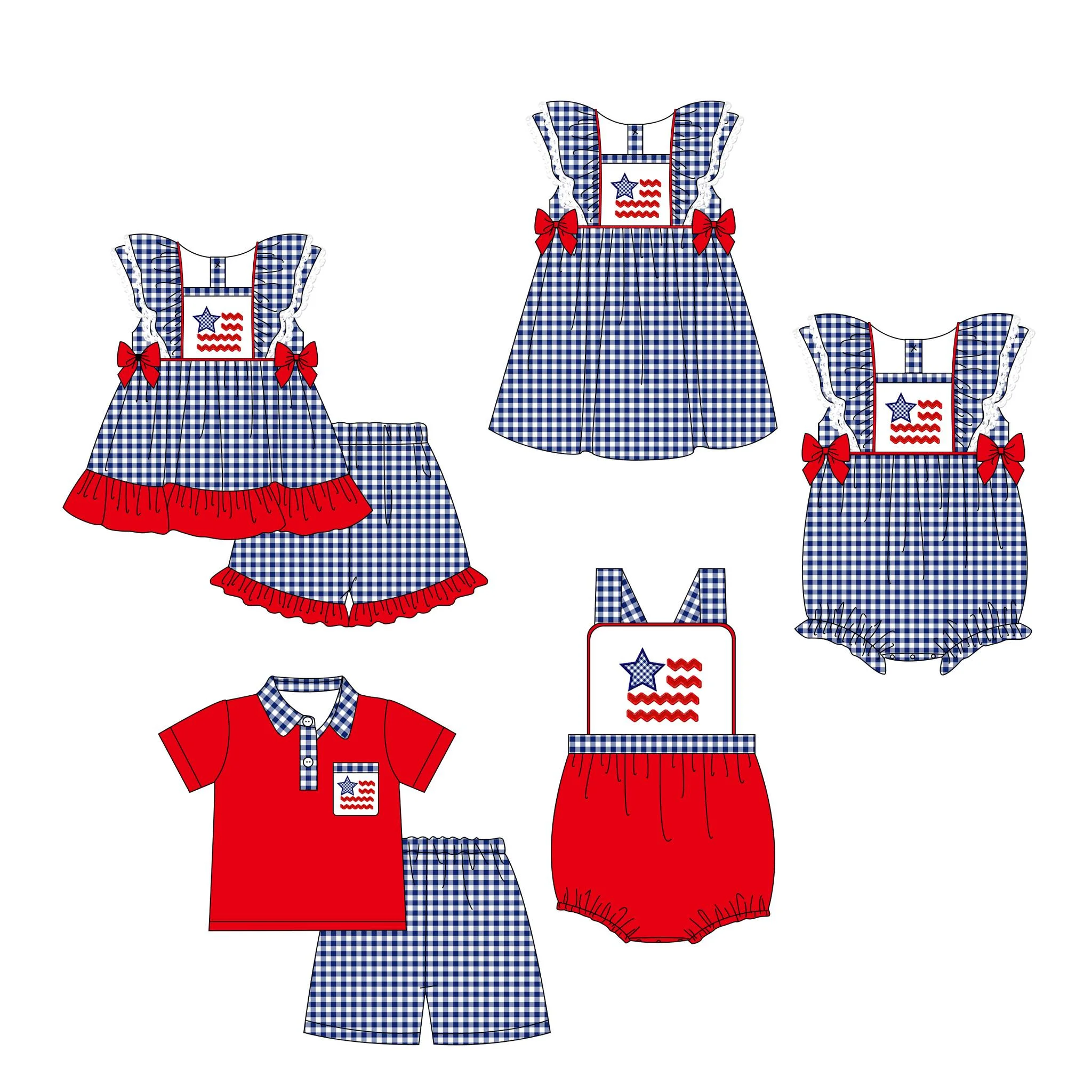 independence Day new style Toddler girls set baby boy clothes kids clothes short sleeve shorts suit newborn romper girls dress