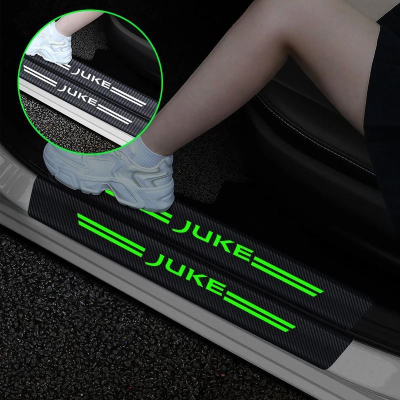 

For Nissan Juke Car Threshold Strip Carbon Fiber Luminous Car Trunk Door Sill Protection Stickers Auto Accessories
