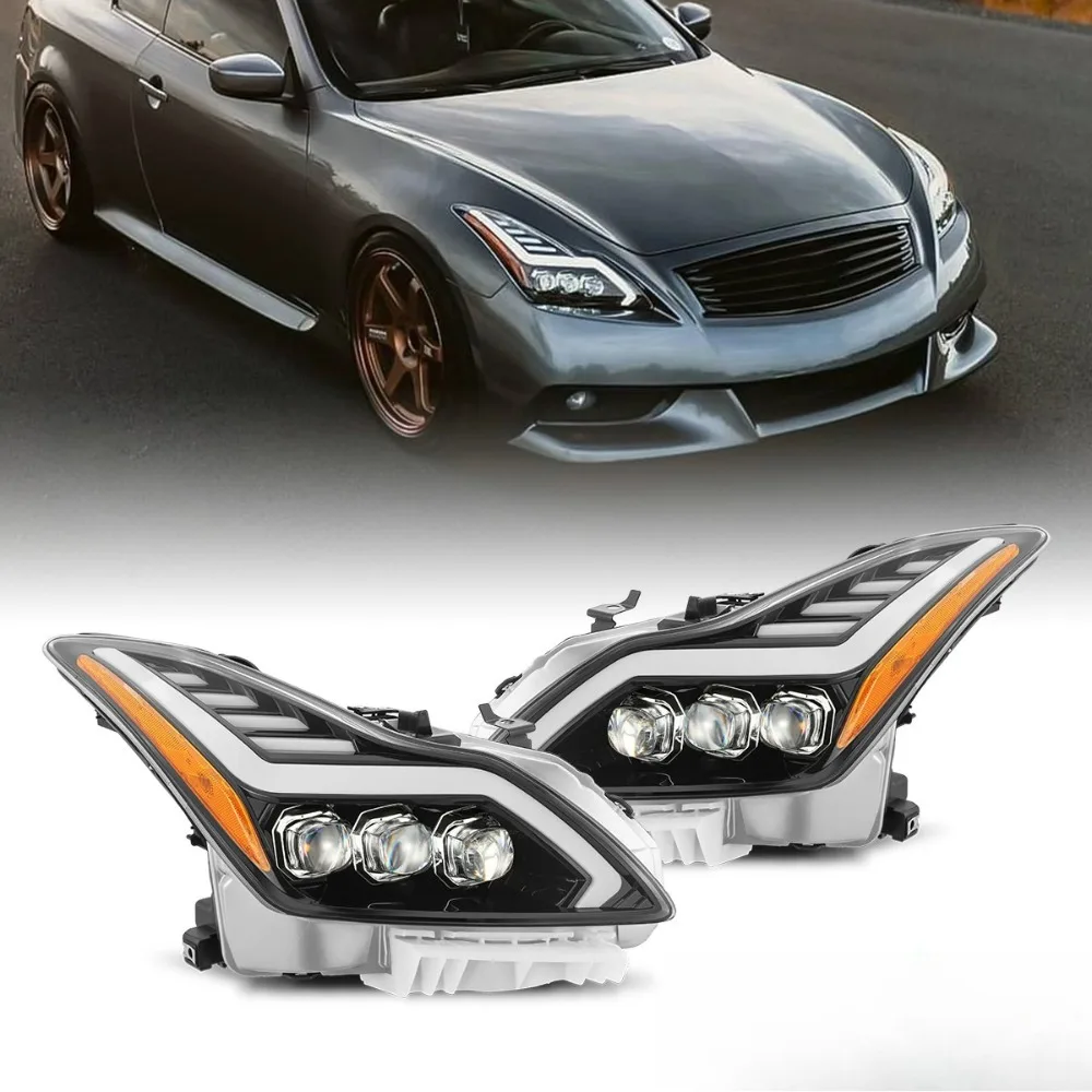 

For 08-13 Infiniti G37/14-15 Q60 Coupe MK II NOVA-Series Headlights Black