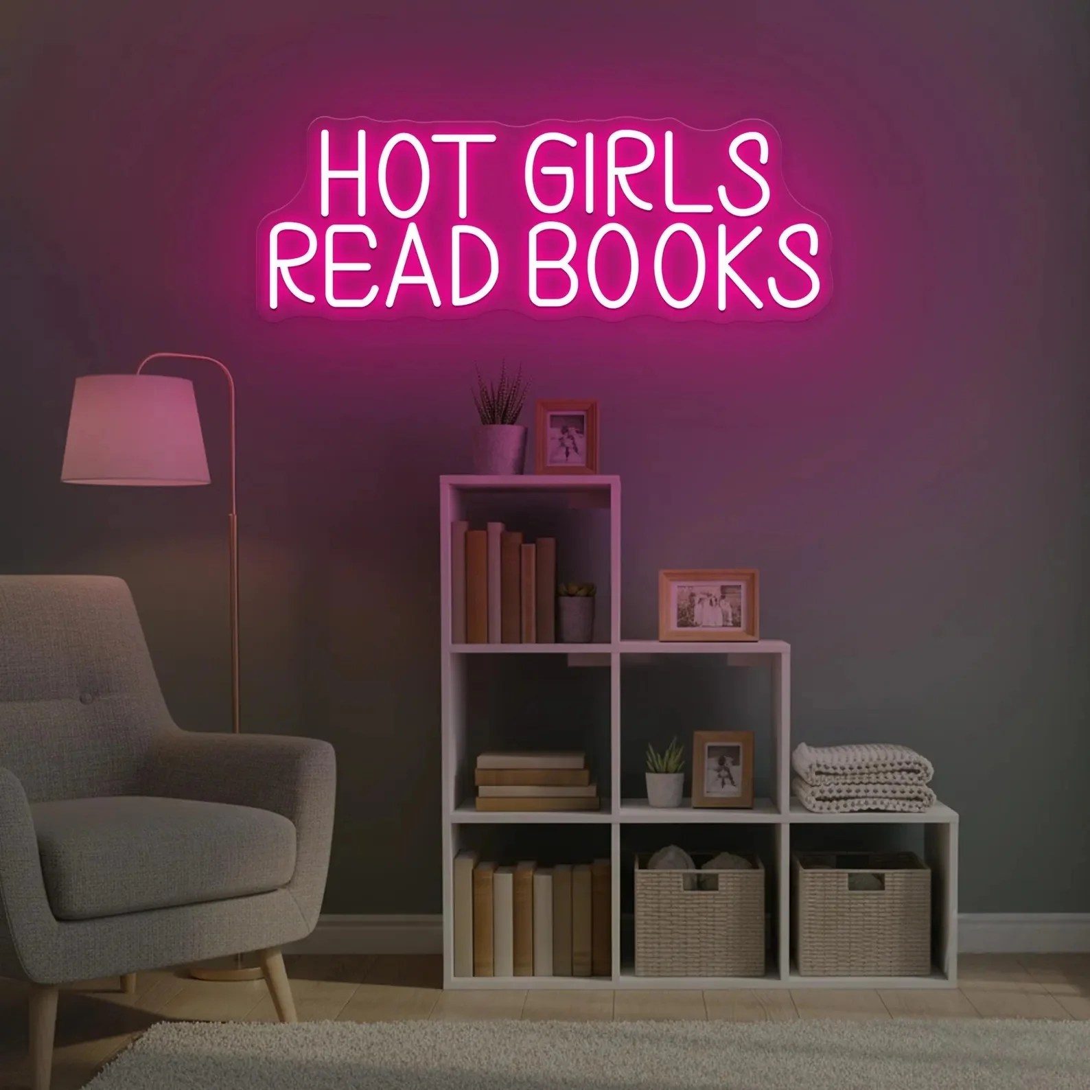 「おしゃれな女の子が本を読む」ネオンサイン、カスタムメイドの家庭用書斎ledネオンライト、読書室の本棚の壁飾り、読書好きへのギフト。
