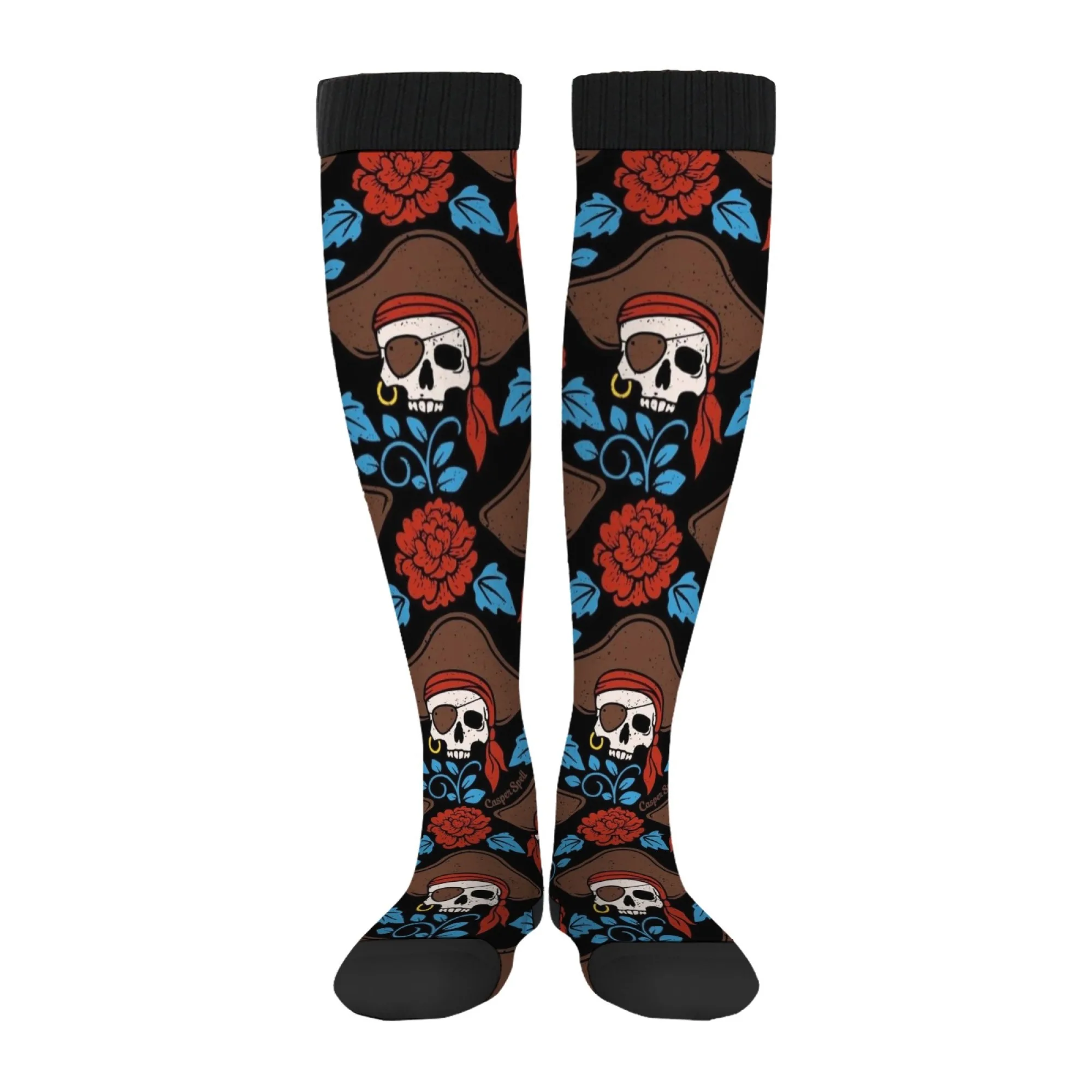 Dark Pirate Skull Theme compression stockings sport ladies men's stockings edema varicose veins nurse casual socks