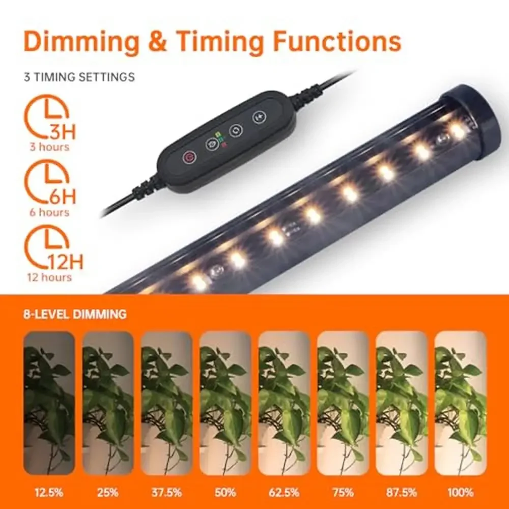 Vertical Grow LED Light T10, espectro completo, iluminação ampla, suporte de planta interior, branco, amarelo, luz mista, ajuste de altura, 16in, 65in