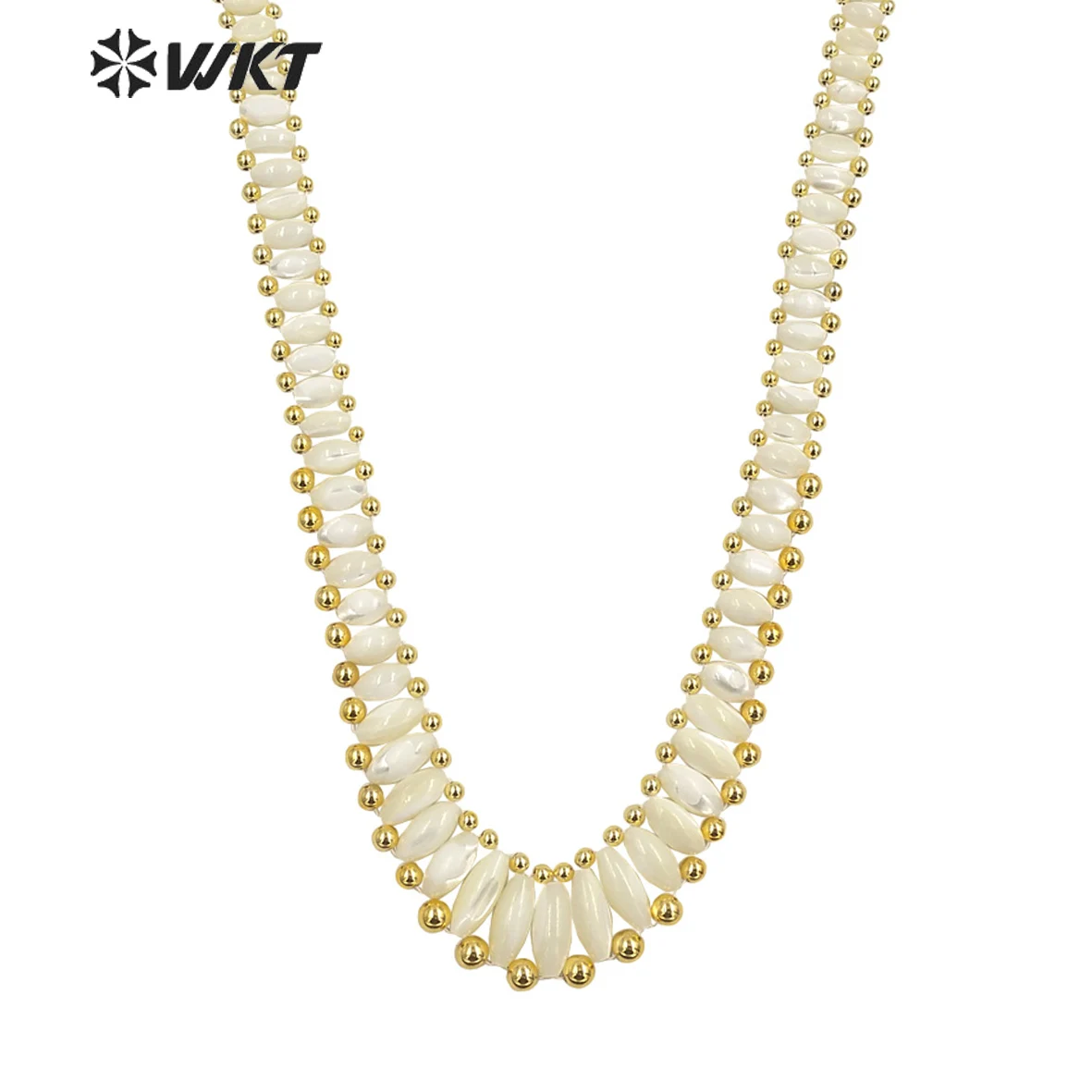 

WT-JN223 Handmade Bohemian Natural White Shell Necklace 21 Inch Long Purity Strand Beads Wedding Summer Accessories