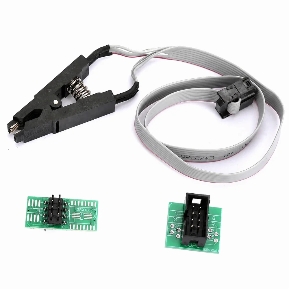 with 2 Adapter Board Flash Chip IC Test Clip Adapter SOIC / SOP Pin for BIOS/24/25/93 Flash Chip IC Test Clip Adapter
