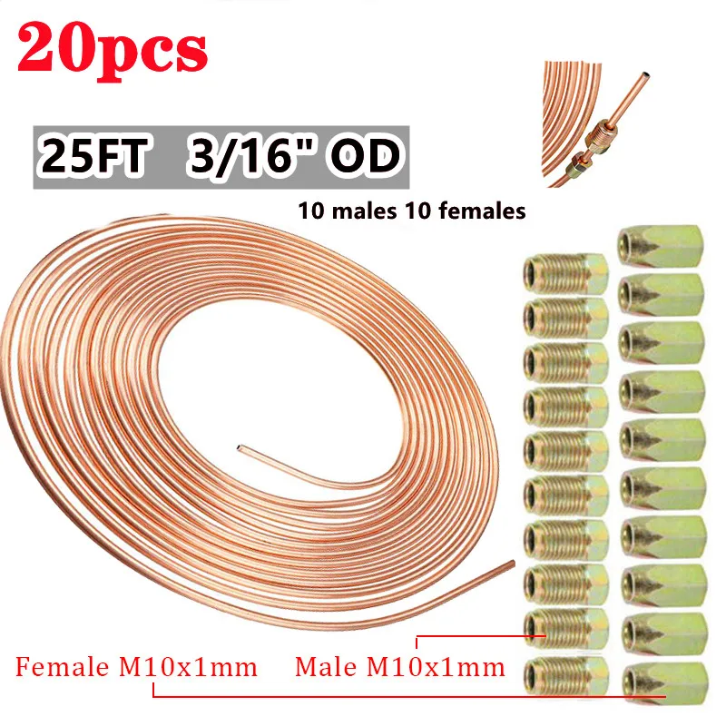 16PCS Tube Nuts 25FT 7.62m Car Roll Tube Coil of 3/16