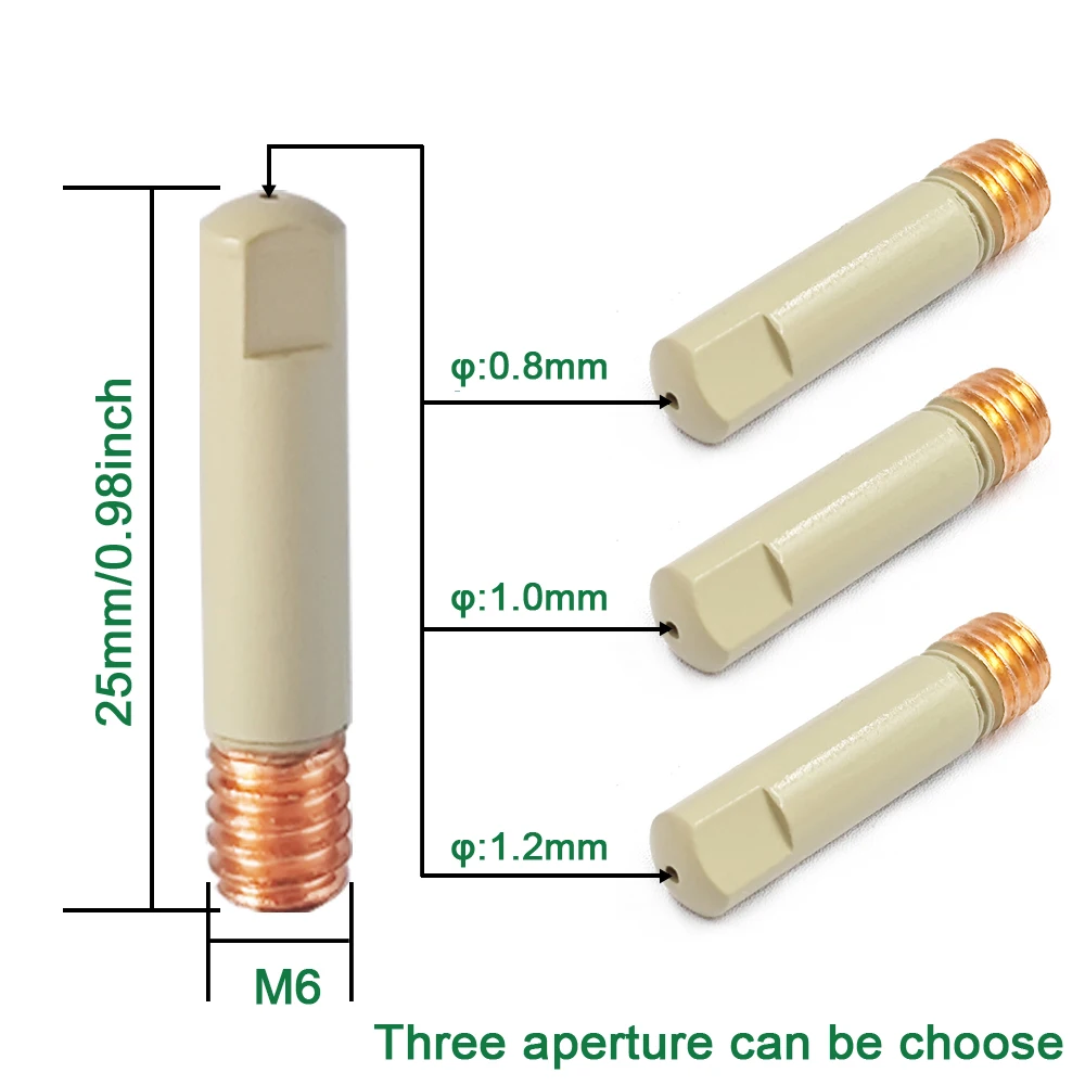 MB-15AK/14AK Welding Contact Tips new coating protect 25mm M6 Gas Nozzle Tip 0.8mm-1.2mm MIG Welding Torche Welding Tool Parts