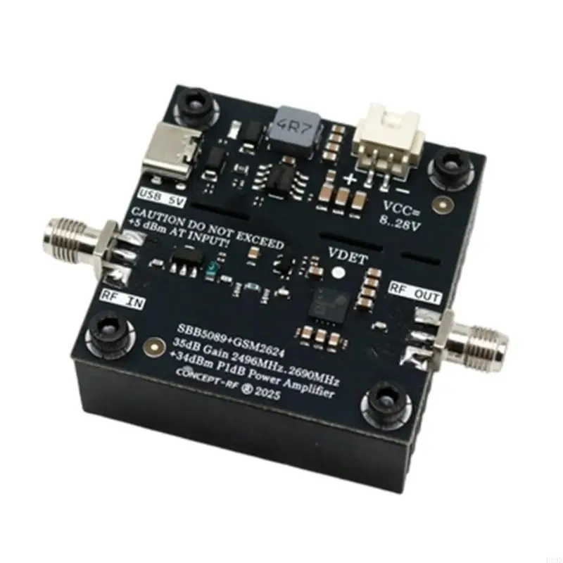 

Double Power Supply 8 28V and Type C 5V 2.4GHz Radio Frequency Amplifier for Flexible in Outdoor Laboratory and More F19E