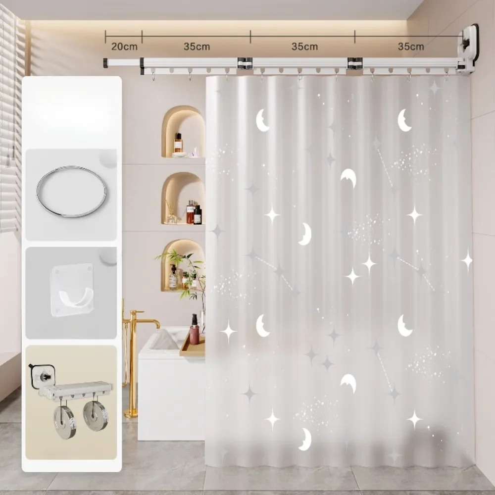 

Складная водонепроницаемая занавеска для душа с присоской без сверления для перегородки в ванной комнате, разделительная занавеска из ЭВА для сухой и влажной воды