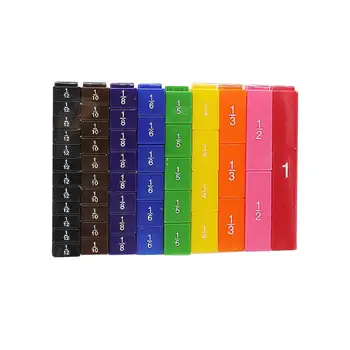51 cubi per frazioni di colore arcobaleno, insegnamento dei numeri per l'apprendimento precoce della matematica