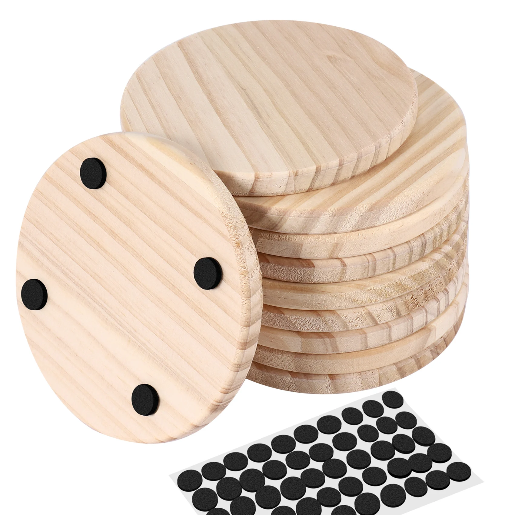 A88E-Unfinished Wood Coasters Crafts DIY Stained Painting Wood Engraving Home Decoration