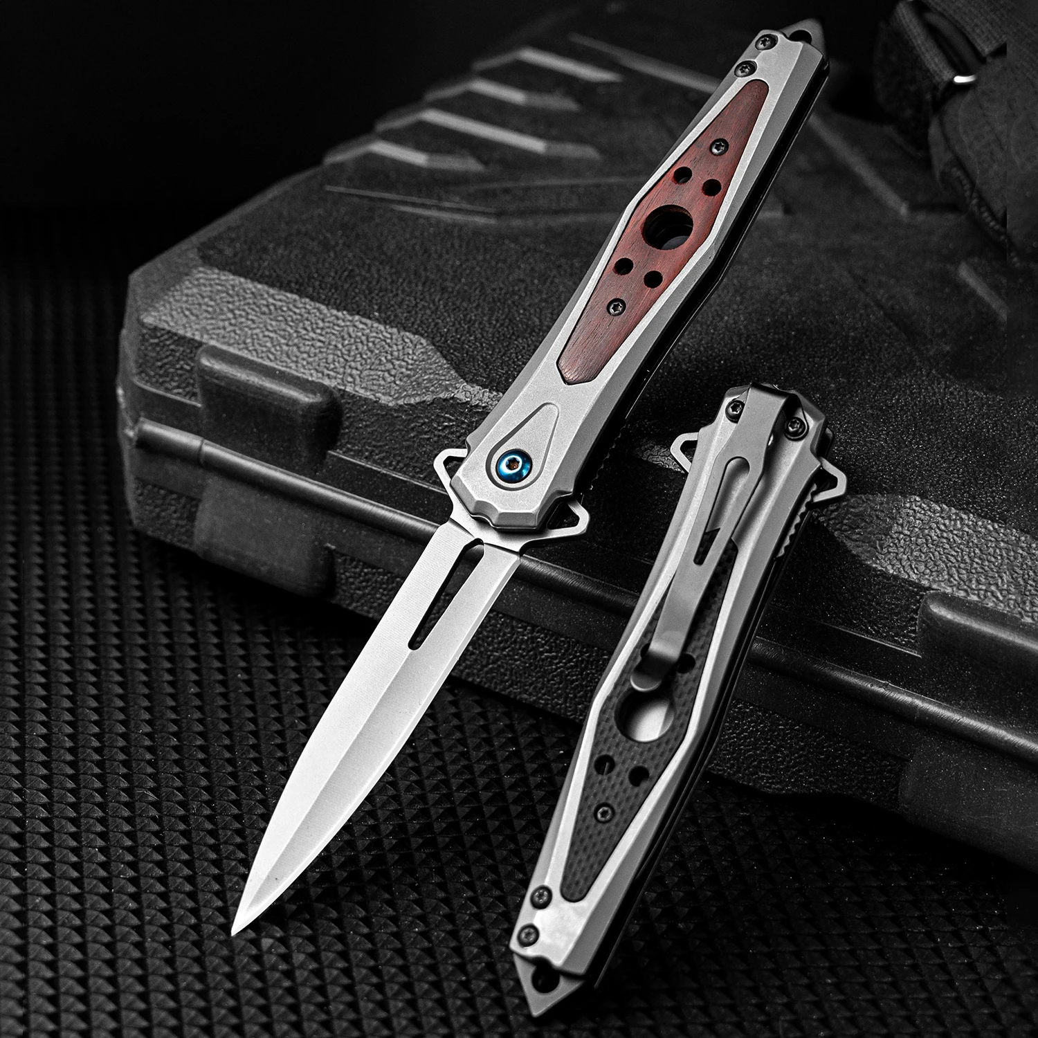 Pocket Knife, Folding Knife 5CR13 Carbon Steel Stainless Blade, EDC Knife , Pocket clip, Knife for Camping Indoor and Outdoor Ac